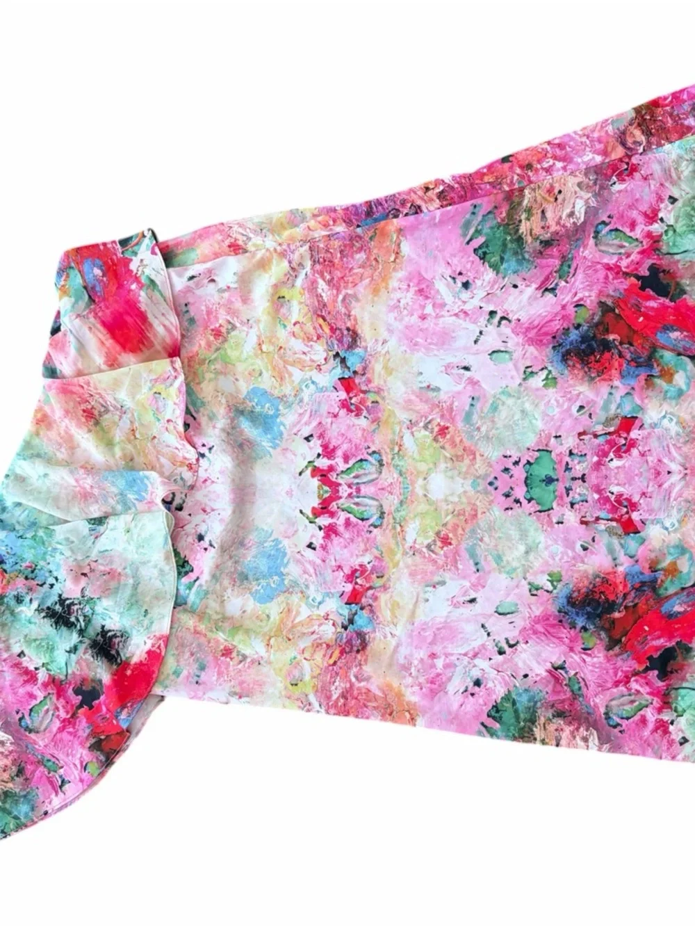Amanda Uprichard One Shoulder Ruffle Abstract Print Dress Size M